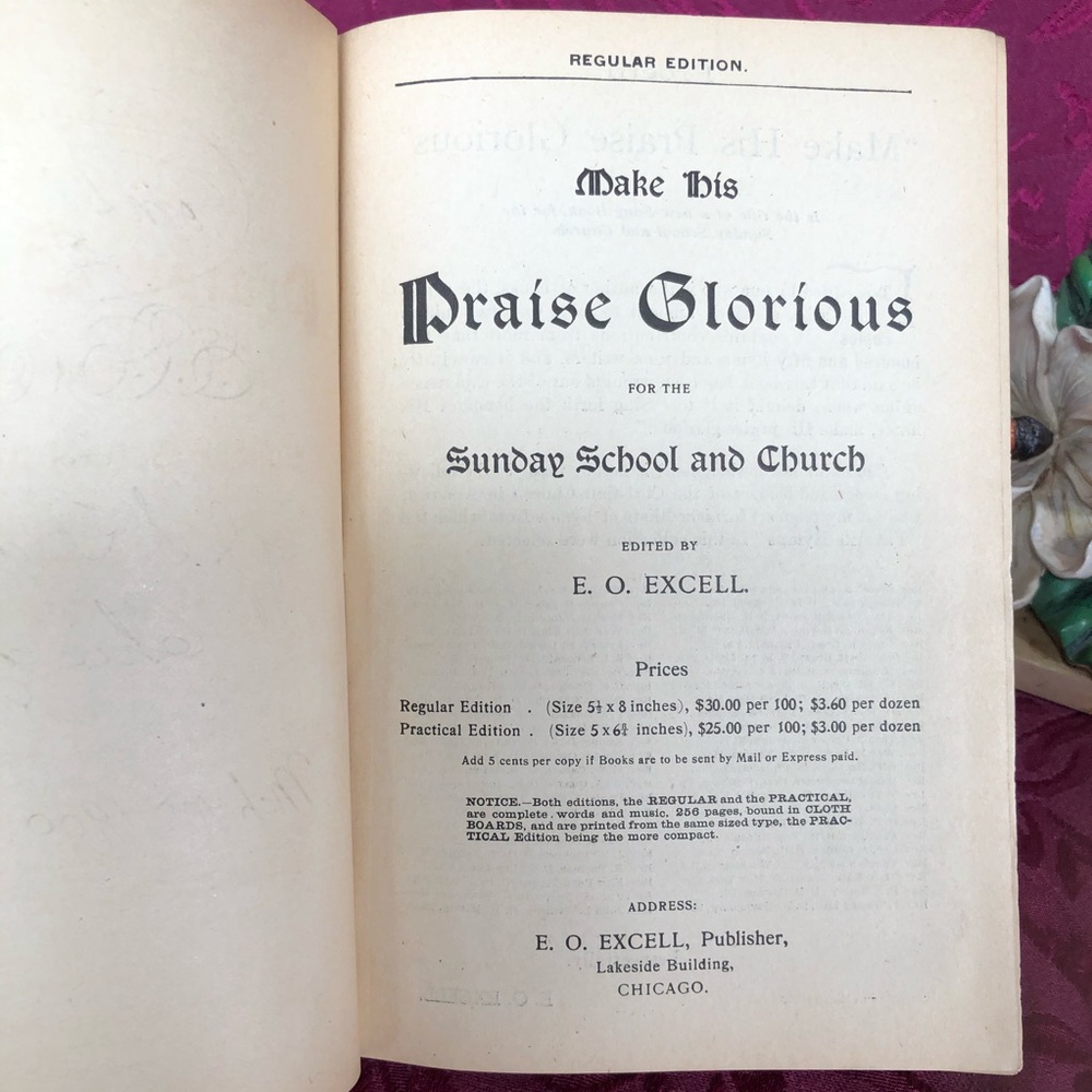 1900 Antique Book:  Make His Praise Glorious for the Sunday School and Church - Picture 3 of 10